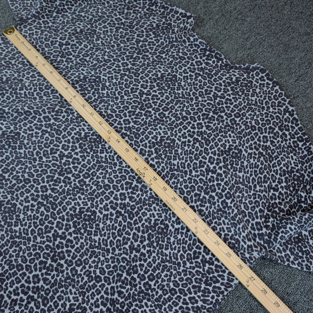 J. Jill Mob Wife Leopard Print Sweater Womens 2X Grey Cotton Blend Boxy Knit Top